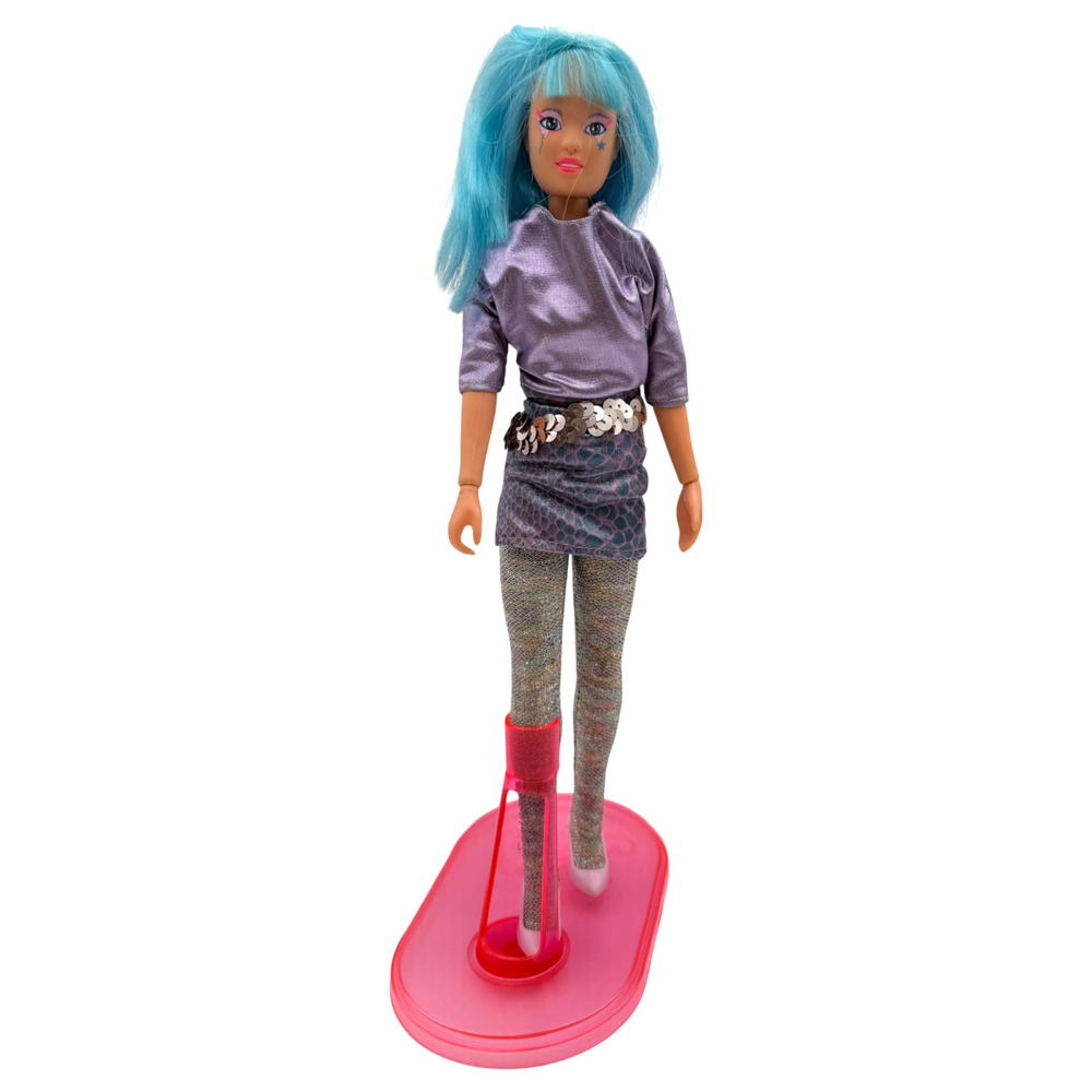 Jem and the Holograms AJA Doll #4201 + Stand Shoes Belt Tights Vintage 1986 HTF